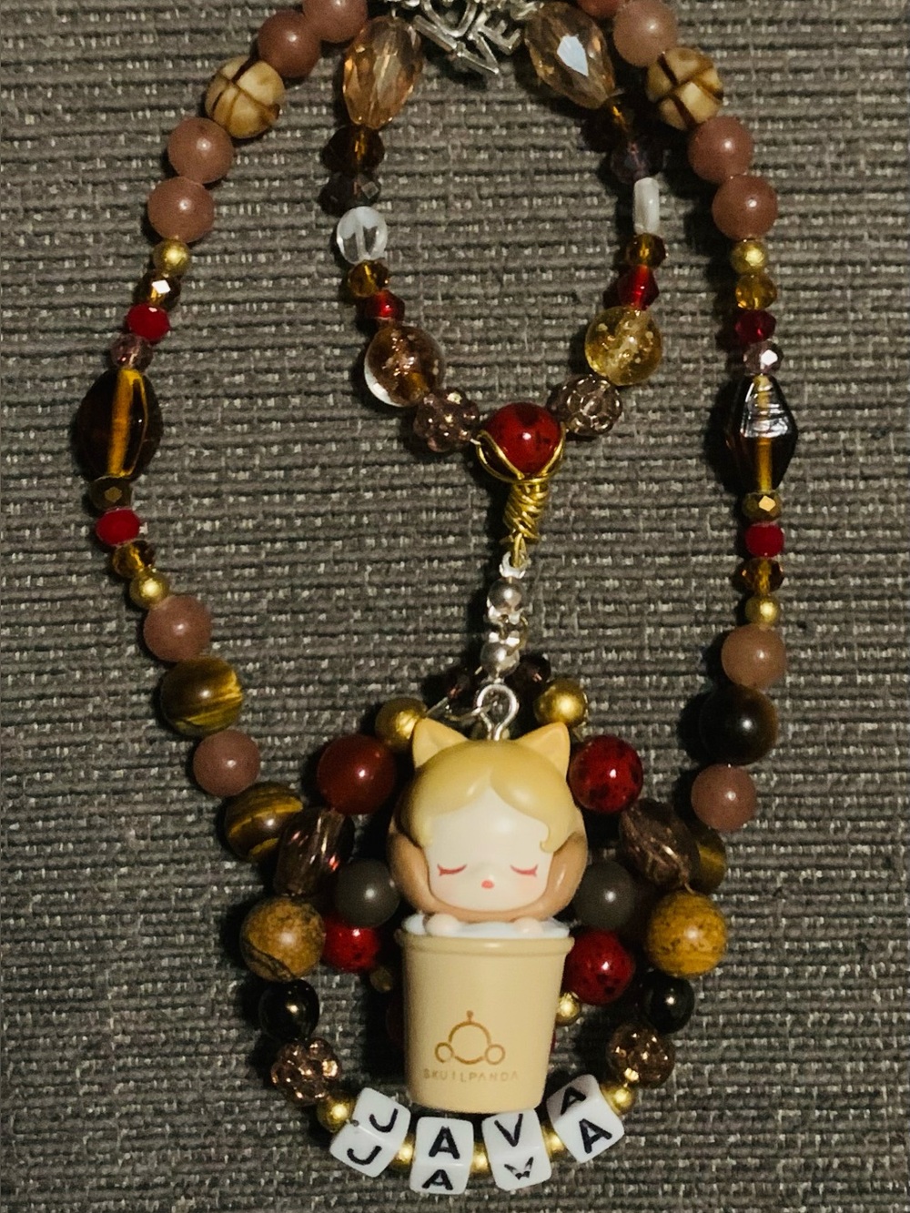 Skullpanda Pop Bean Beaded Keychain Charm